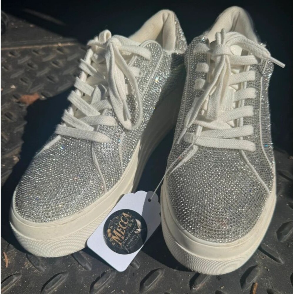 Silver Rhinestone Sneakers (size 7) - Picture 2 of 5